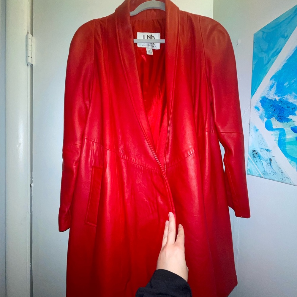 Women's XS petite LNR Red Leather Jacket